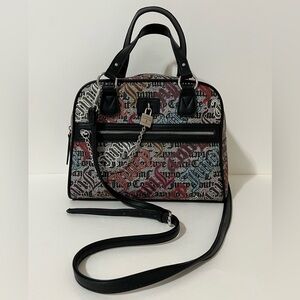 Y2K Juicy Couture Bowler Multicolor Logo Padlock Charm Satchel Bag